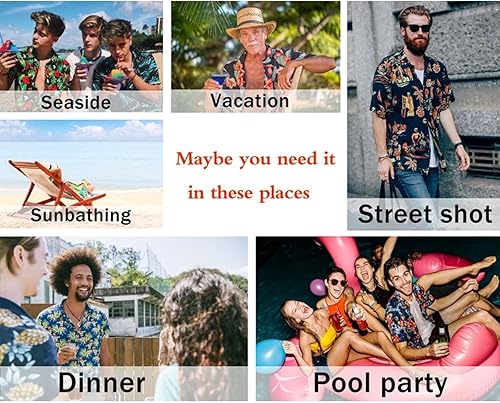 Vista 4 de Camisa hawaiana personalizada con imagen de mascota, divertida camisa hawaiana con cara personalizada divertida camisas con botones para hombres