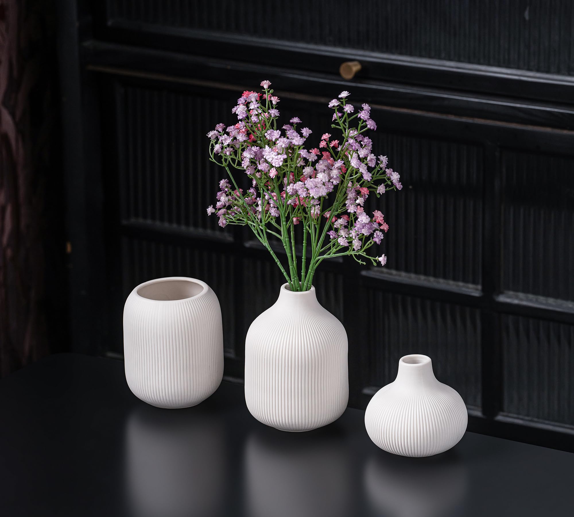 Set di vasi in Ceramica, Bianco Vaso Nordica Boho Decorativo per Camera da Letto, Cena Tavolo (15 Bianco)