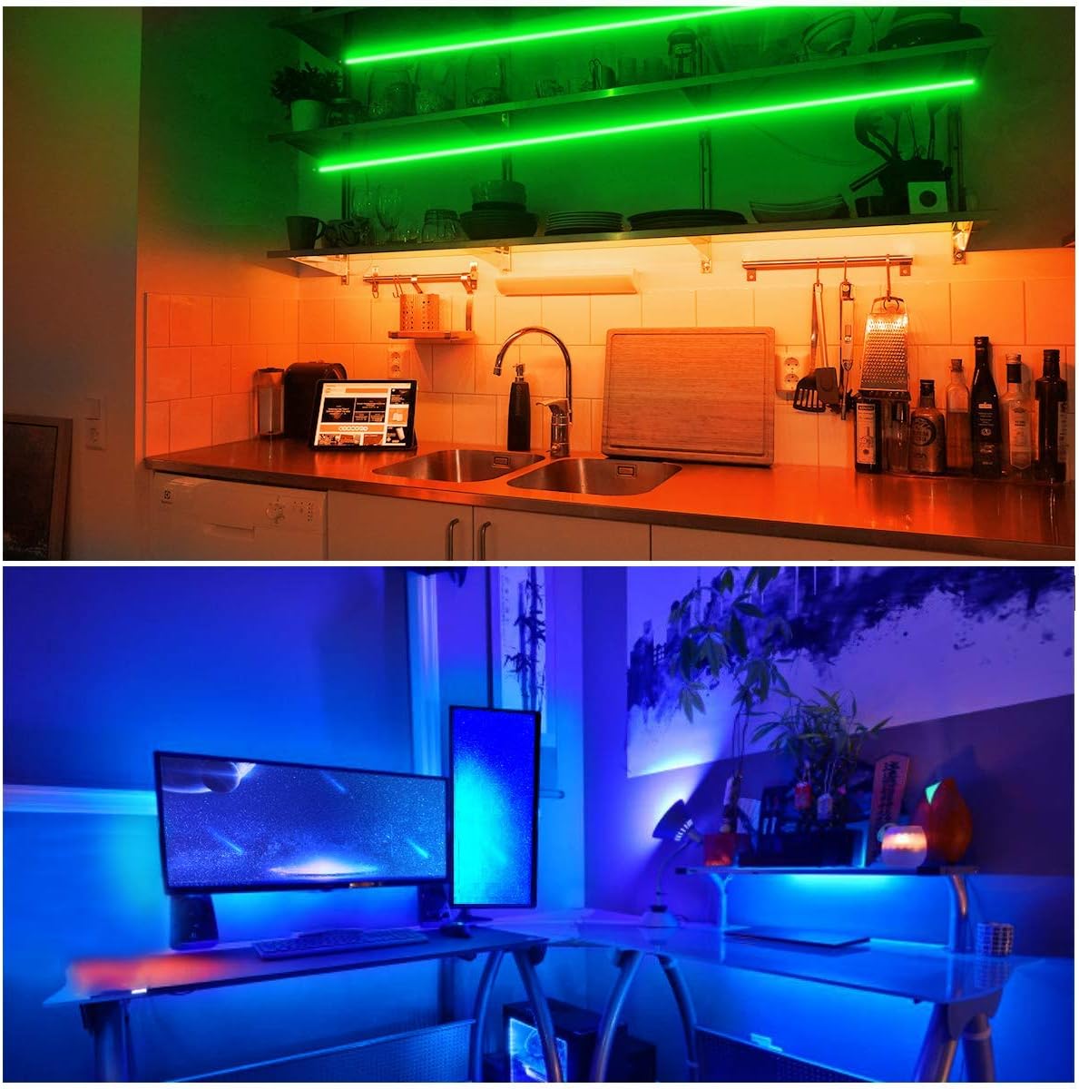 DAYBETTER Waterproof Led Lights for Bedroom, 32.8ft (2 Rolls of 16.4ft) Led Strip Lights, 300 LEDs Color Changing RGB 44 Keys Remote Controller, 12v for Outdoor Room Home Party Christmas Decoration