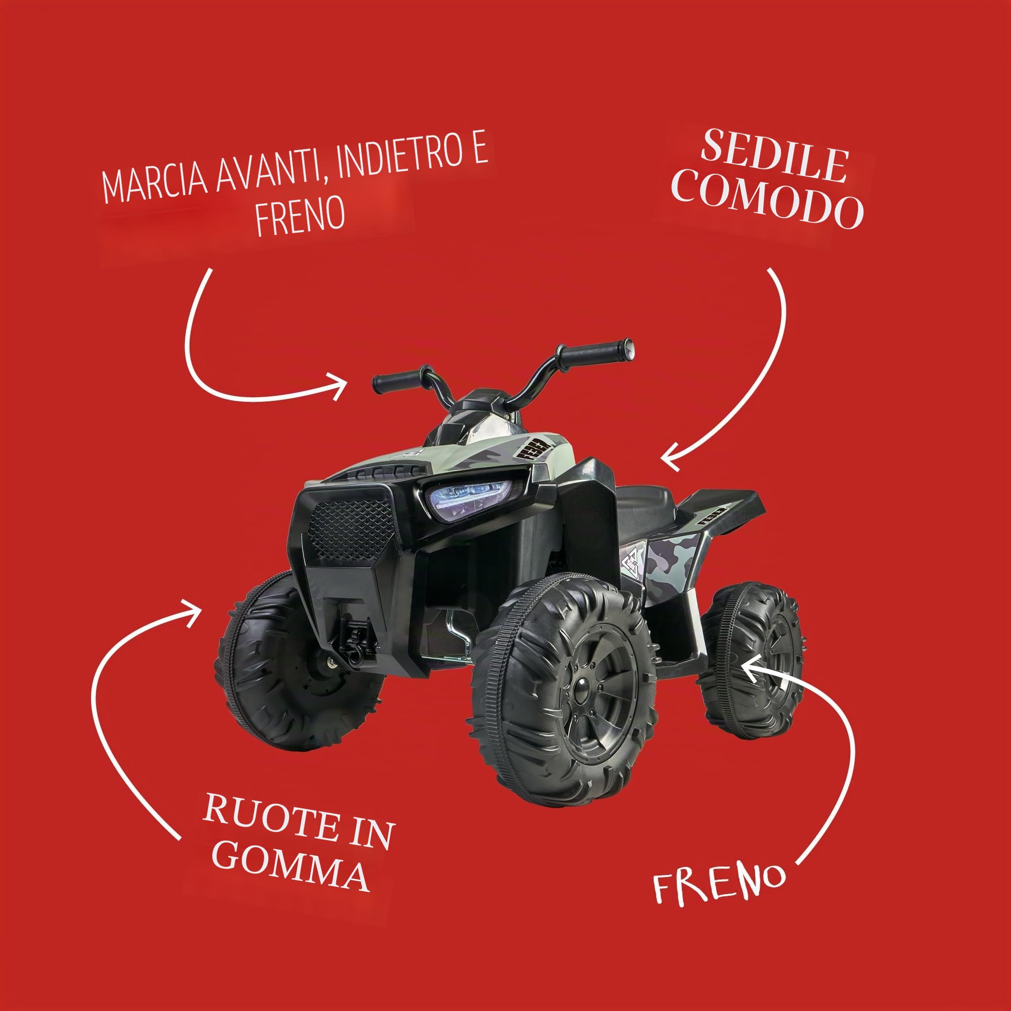 FEBER - Quad Boxer da 12 V, veicolo elettrico a batteria da 12 V, con marce avanti, posteriori e freni, fino a 5 km/h, caricatore incluso, 45 min di gioco, +3 a 5 anni, famoso (FEN45000)