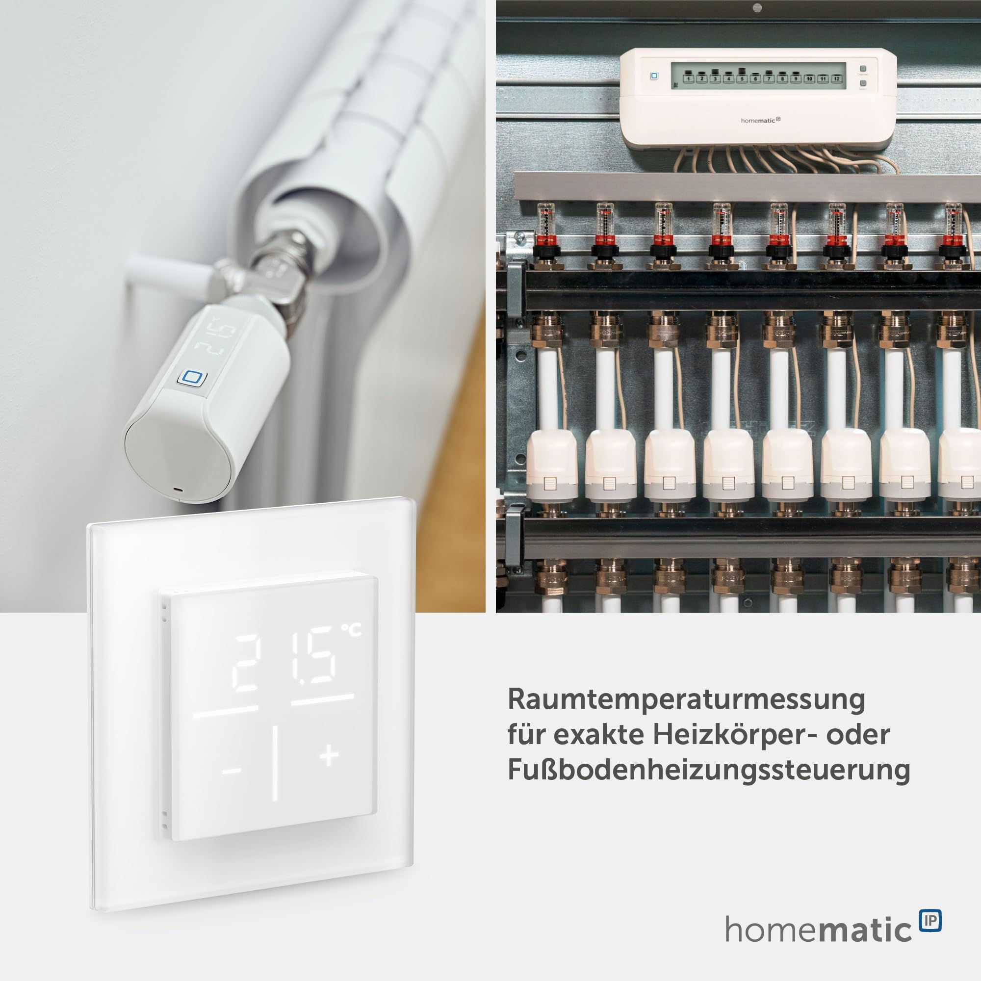 Homematic IP Termostato de pared de cristal con sensor de CO2 Smart Home, medición de temperatura, humedad, CO2, para radiador/calefacción por suelo radiante con aplicación, Alexa, Google Assistant