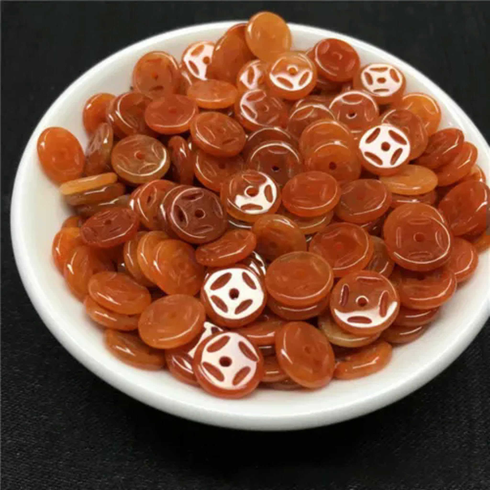 20 STÜCK Natürliche Grade A Jade Jadeit Perle DIY Rot Runde Münze Lose Anhänger 9mm
