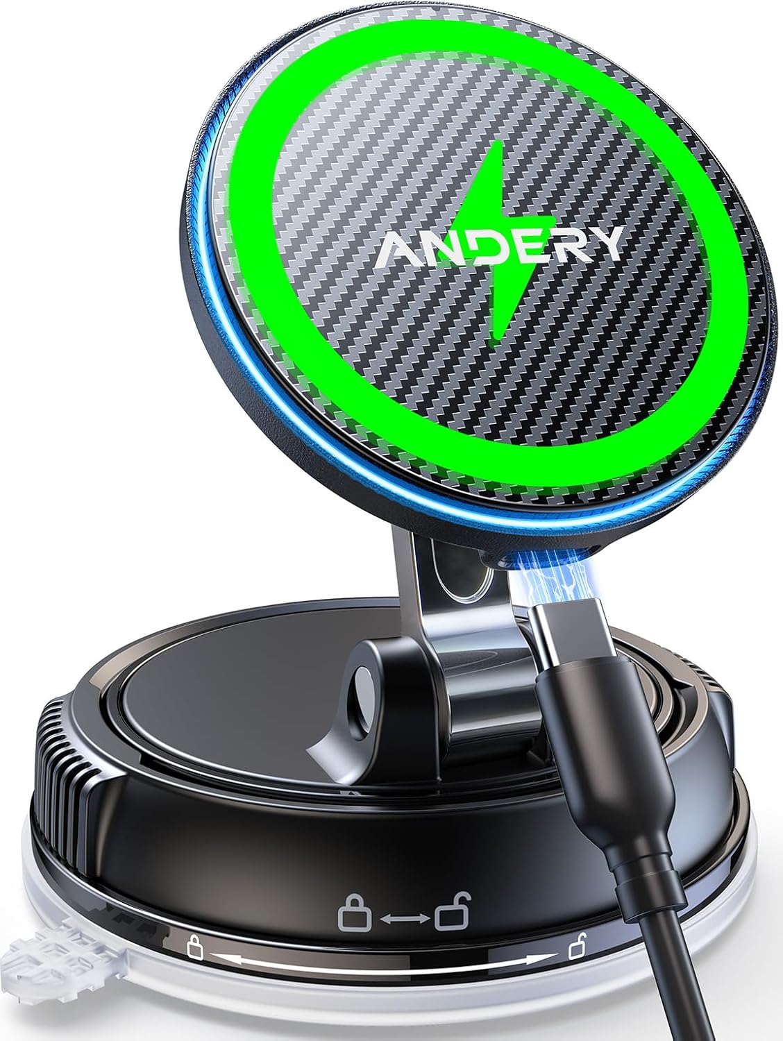 スマホホルダー 車 ワイヤレス充電 マグネット【15W急速充電+真空吸盤の最強コンビ】安定性拔群 車 スマホスタンド【超強磁力】24×N55磁石 Mag-safe 車載 【360°回転な台座×多角度自由調節】カー用品 車載スマホホルダー LEDライト マグセーフ 車載 充電器 片手操作 1秒で着脱 車用品 携帯ホルダー 折りたたみ式 父の日 iPhone&Android多機種と多車種が対応
