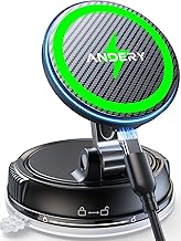 Mag-safe Smartphone Holder, Car Wireless Charging, Magnet, 15W Fast Charging + Vacuum Suction Cup Strongest Combination of Stability, Car, Smartphone Stand, Ultra Strong Magnetic, 24 x N55 Magnets, For Cars, 360° Rotating Base & Multi-Angle Adjustment, Ca