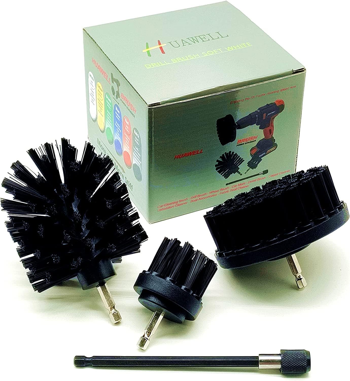 Ultra Stiff Drill Brush Power Scrubber with 6 Inch Extender