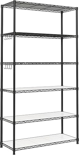 Miniatura 36 de SONGMICS Estantes de almacenamiento de 6 niveles, estantería de alambre, estantes de metal de cocina, estante de almacenamiento con estantes