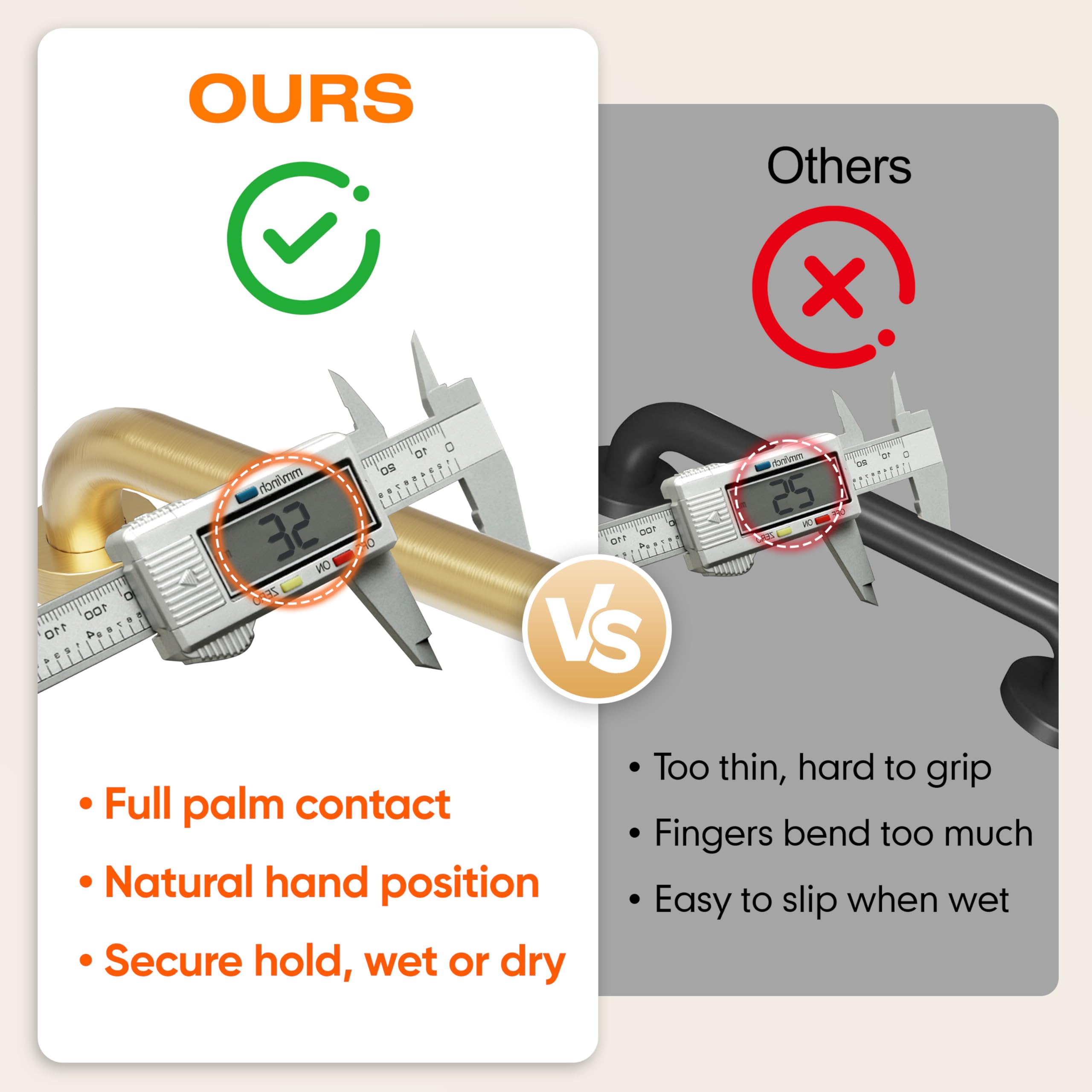40 cm antypoślizgowy uchwyt prysznicowy szczotkowane złoto, uchwyt łazienkowy, radełkowany drążek do łazienki, poręcz bezpieczeństwa dla osób starszych, pomoc dla osób starszych, uchwyt do
