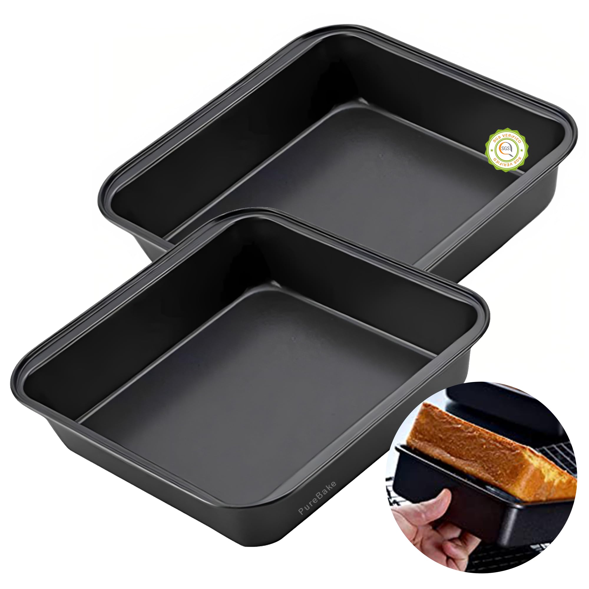 Premium Sgs Certified -2 Pc Square Cake Tin | Square Cake Pan | Non-Stick 9-inch Square Cake Tray, Set of 2, Carbon Steel Bakeware Set