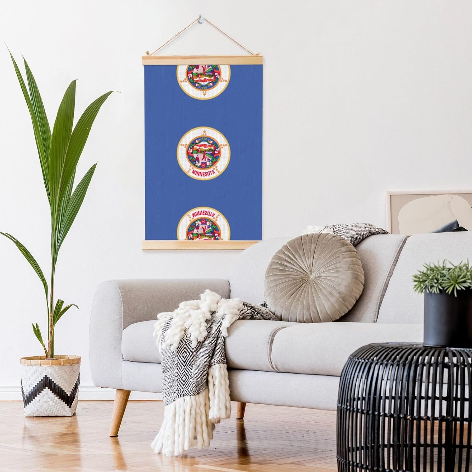 Minnesota State Flag Print Poster Hanger,Hanging Poster, Poster Frame,Wood Poster Hanger, For Wall Hanging