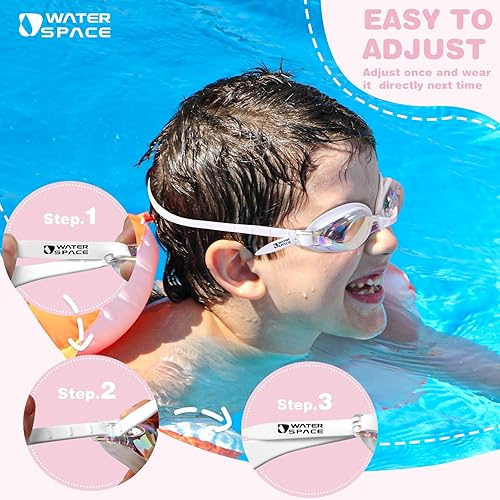 Miniatura 6 de Gafas de natación para niños, paquete de 2 gafas de natación para niños y niñas de 3 a 15 años, visión clara, protección UV antivaho sin fugas