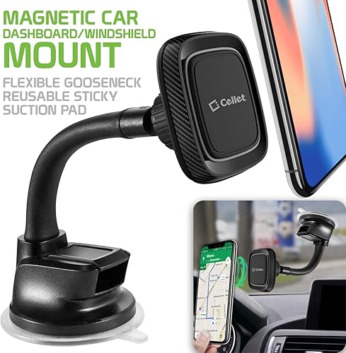 Miniatura 2 de Cellet Soporte magnético para parabrisas con cuello de ganso flexible compatible con iPhone, Samsung Galaxy Flip Z, Fold Z, Google Pixels Moto y