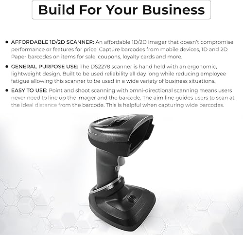 Miniatura 5 de Zebra DS2278 Series - Escáneres de código de barras inalámbrico de mano, kit de lector de imágenes de área de código de barras de rango estándar con