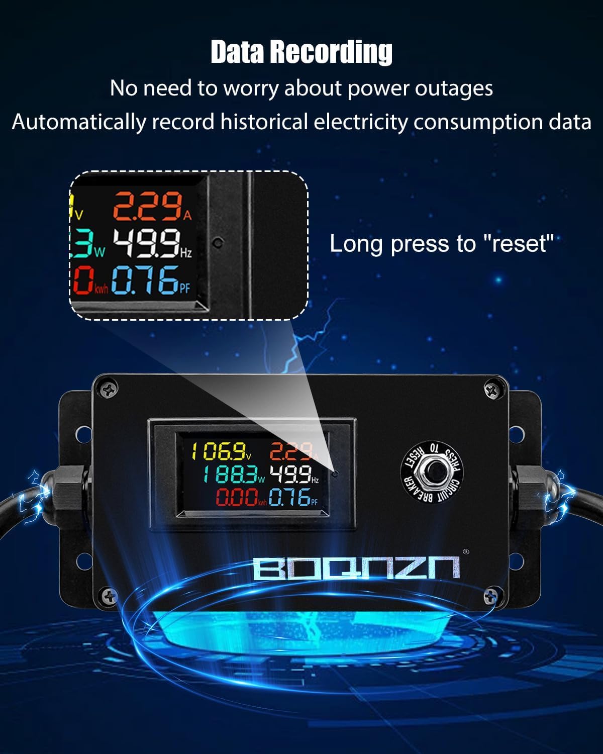 20A 125V AC Power Meter, NEMA 5-15P to NEMA 5-20R Outlet Monitor, Multifunction Energy Monitor Voltage Current Frequency Power Factor, LCD Display Digital Multimeter Tester - Image 4