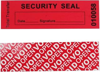 100 Pack Red Tamper Evident VOID Security Labels - 100% Total Transfer, Serial Numbered, 1x3.35" Seals by TamperSealsGroup
