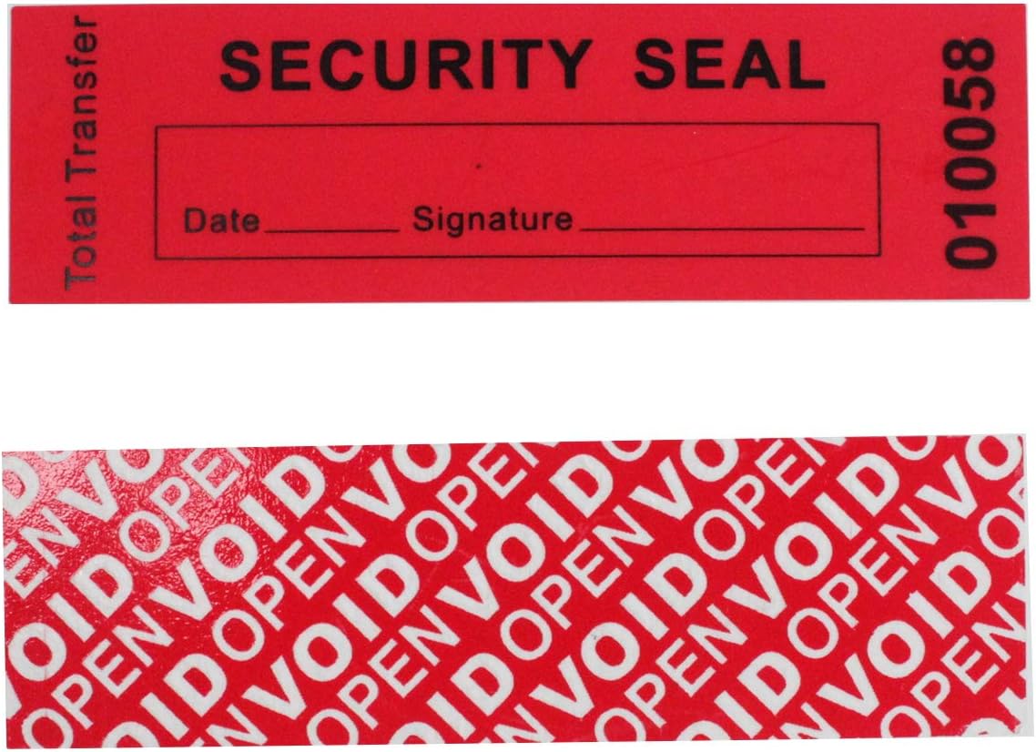 100pcs 30x90 mm Red 100% Total Transfer Tamper Evident Security Warranty Void Stickers/Labels/Seals with Serial Numbers