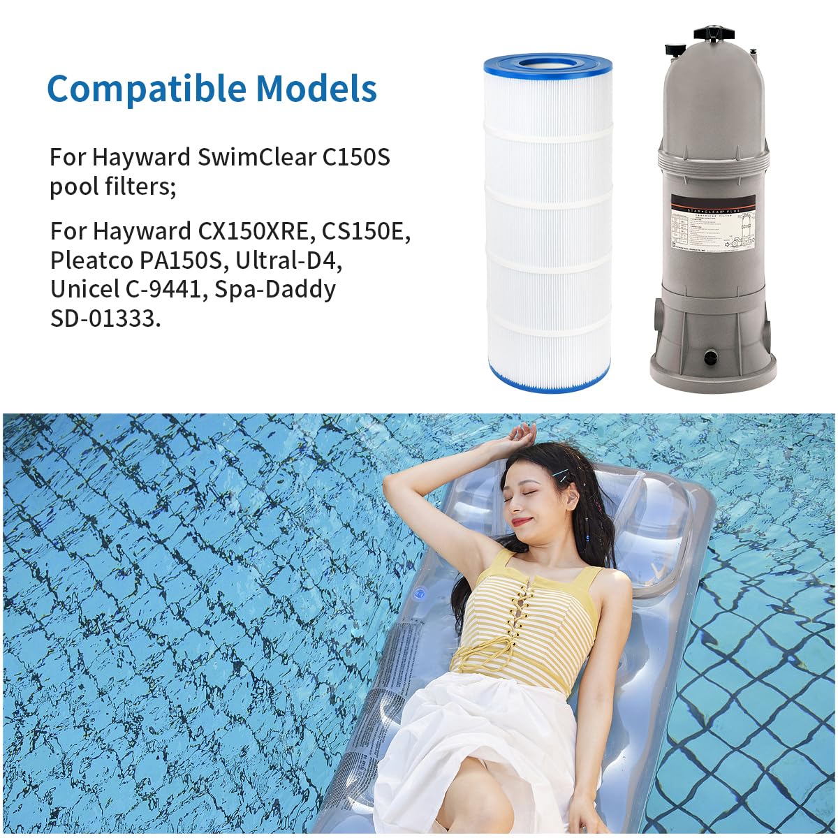 WuYan Filtro de piscina PA150S compatible con Hayward CX150XRE, para