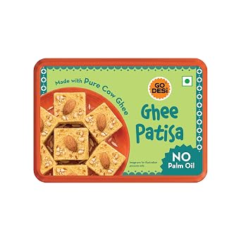 GO DESi Ghee Patisa - 200 grams | With Pure Cow Ghee | No Palm Oil | Soan Papdi | Indian Sweets