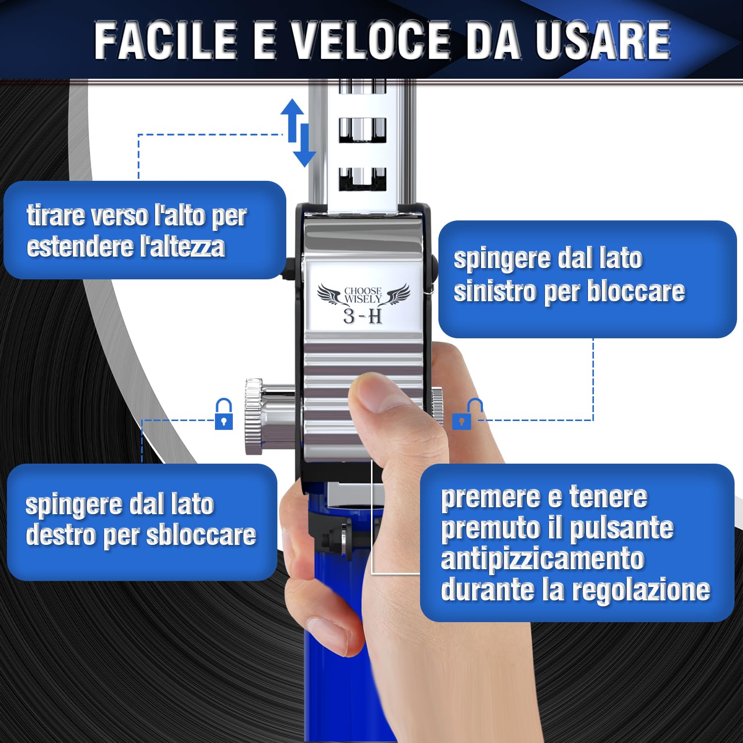 3-H Asta di supporto telescopica di terza mano, resistente, barre di carico, asta di supporto interamente in acciaio per armadietti, martinetti e cartongesso, capacità 74,8 kg e si estende da 110 a