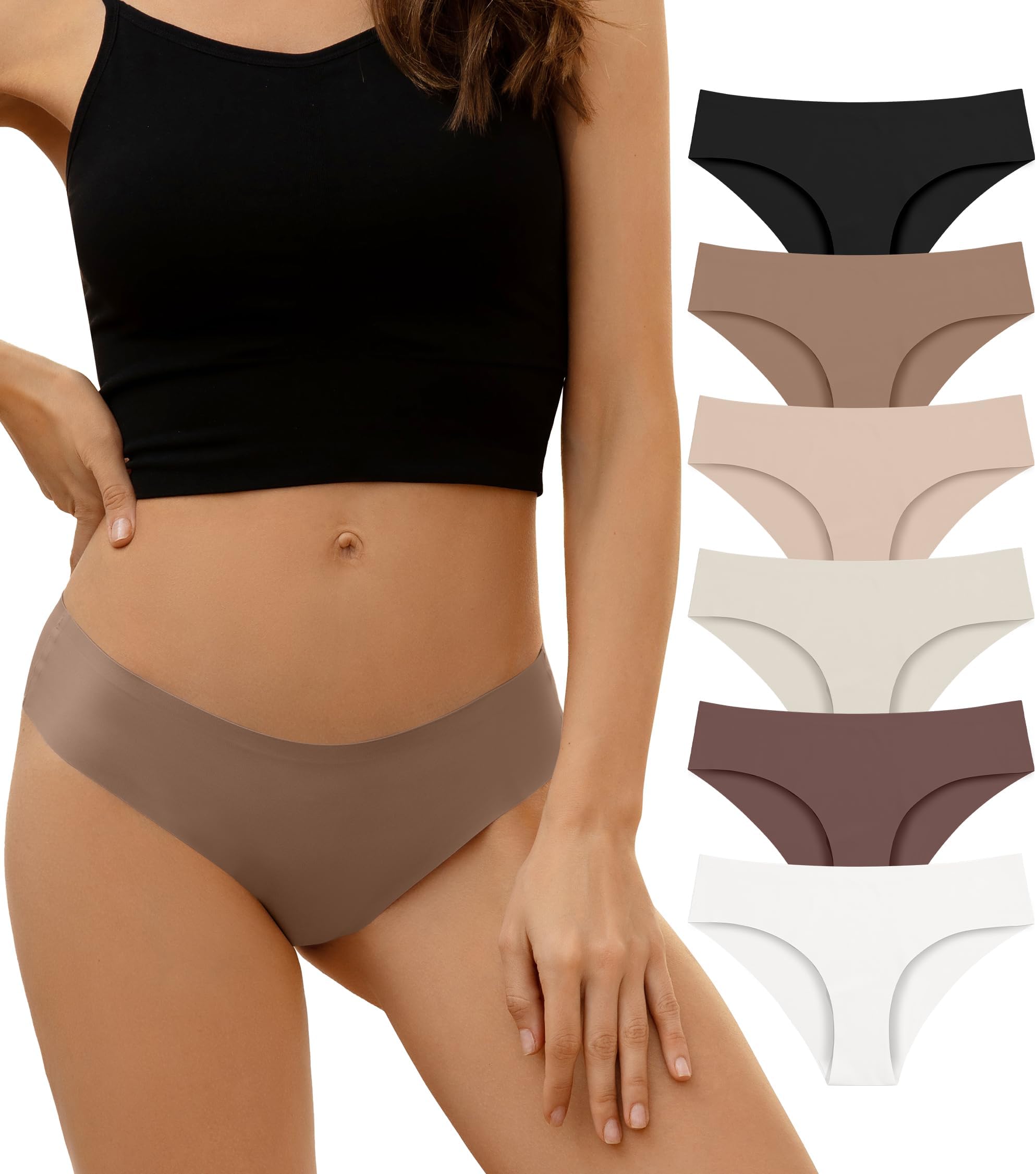 DEANGELMON Seamless Underwear for Women No Show Bikini Panties Comfortable Stretch Invisible Ladies Hipster Briefs
