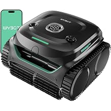 WYBOT C2 Cordless Robotic Pool Cleaner, Dual Filtrations, Floor, Wall &amp;Waterline Cleaning, App Scheduling, Smart Navigation, Pool Vacuum for Inground Pools-Jet Black with Green Handle