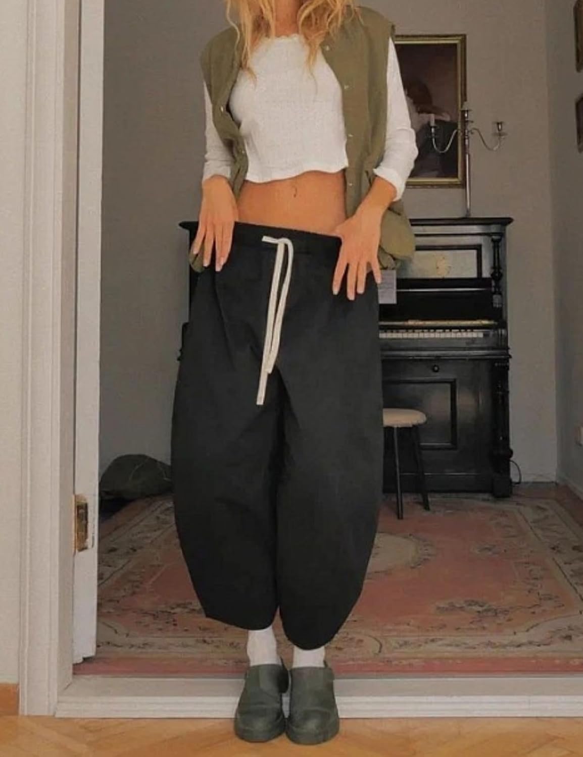 Xiaoxuemeng Barrel Jeans Women Cropped Cotton Wide Leg Pants High Waisted Denim Pants with Pockets - Image 7