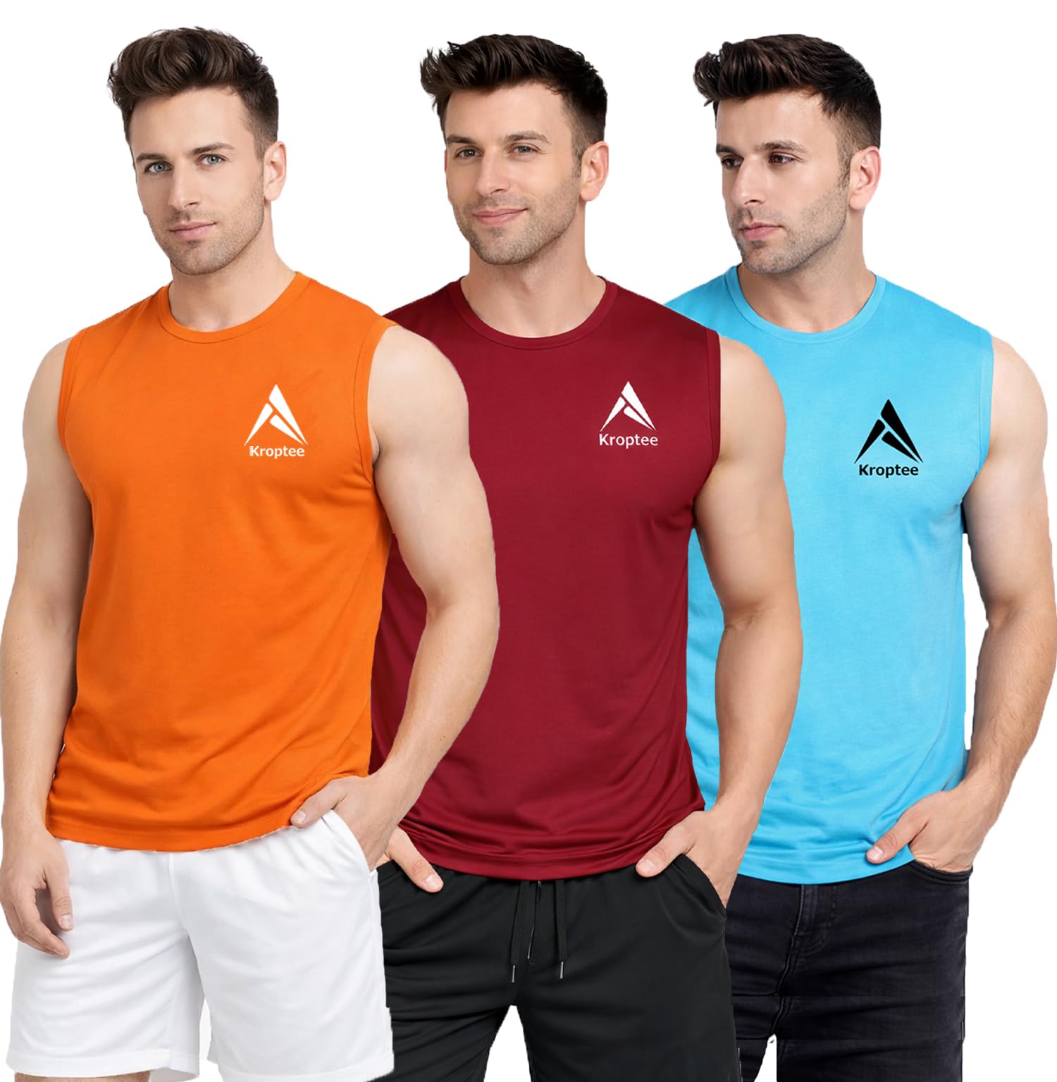 kroptee Stylish Vest for Men | Vest for Boys - Perfect for Gym Workouts,| Men's Tank Top Regular fit|Cotton Combo Pack of 3 Sports Vest-picture-12