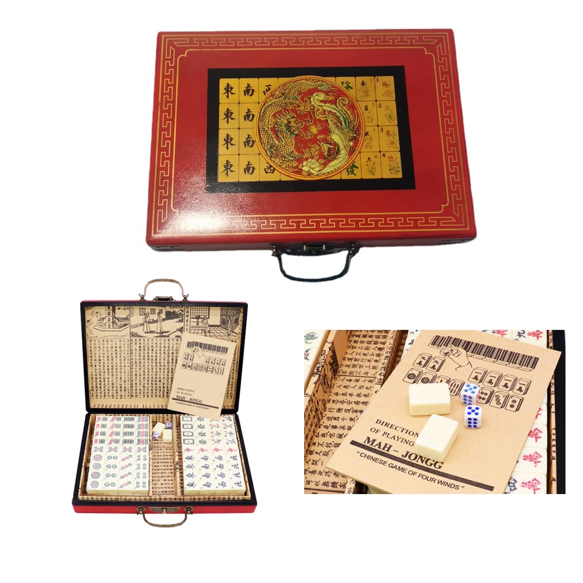 Mahjong-Set, tragbares chinesisches Mahjong, traditionelles chinesisches Mahjong-Spielset für zu Hause oder unterwegs Familienspiel Sammeln von Freunden Brettspielen für Erwachsene ab 16 Jahren