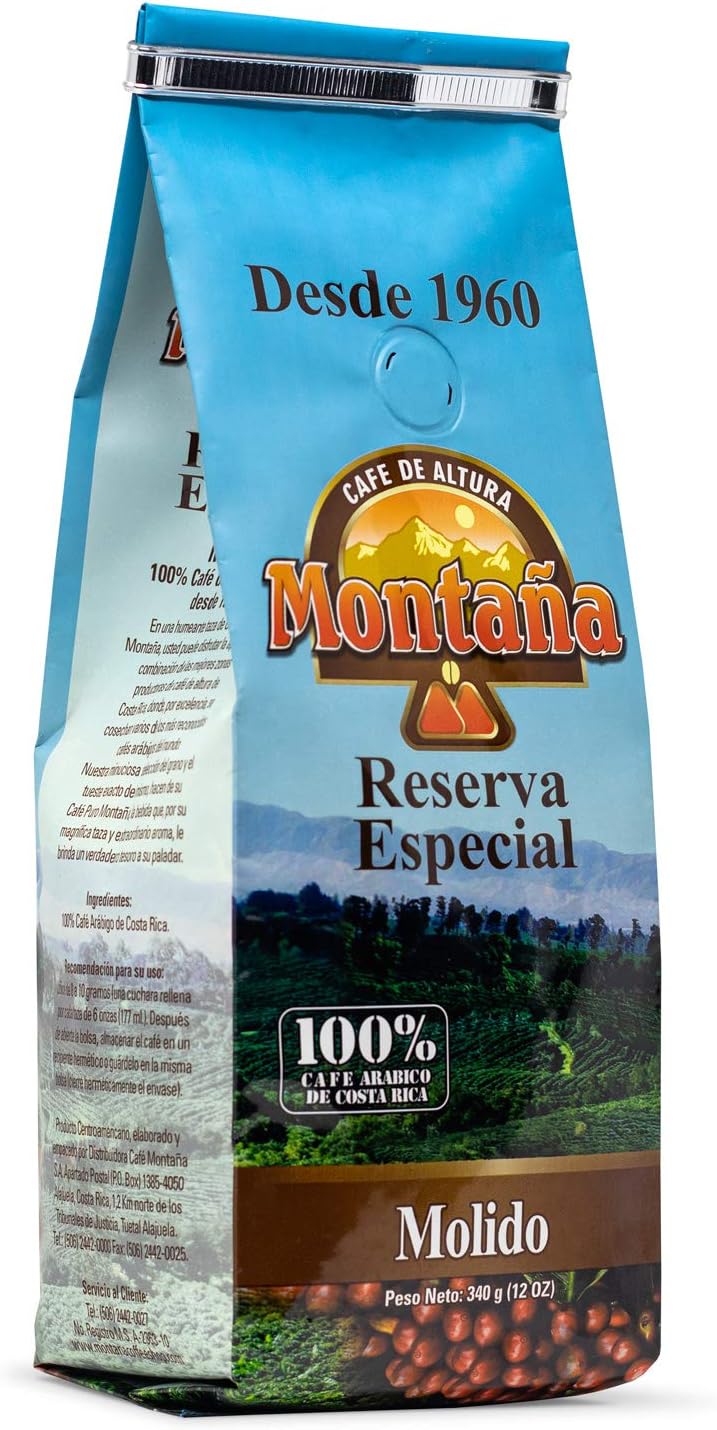 Costa Rican Ground Coffee Medium Roast Arabica, 12 Ounces (2 Packs), Fair Trade
