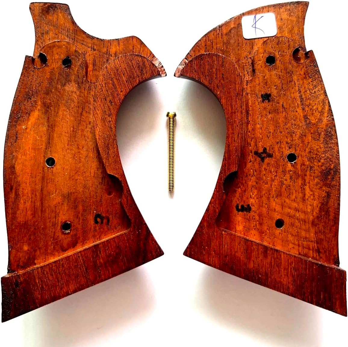 Hardwood Handgun Grips Compatible with Smith and Wesson K/L Frame Square Butt Revolvers Finger Groove Checkered Design Deluxe Classic Handmade Craft Handcraft