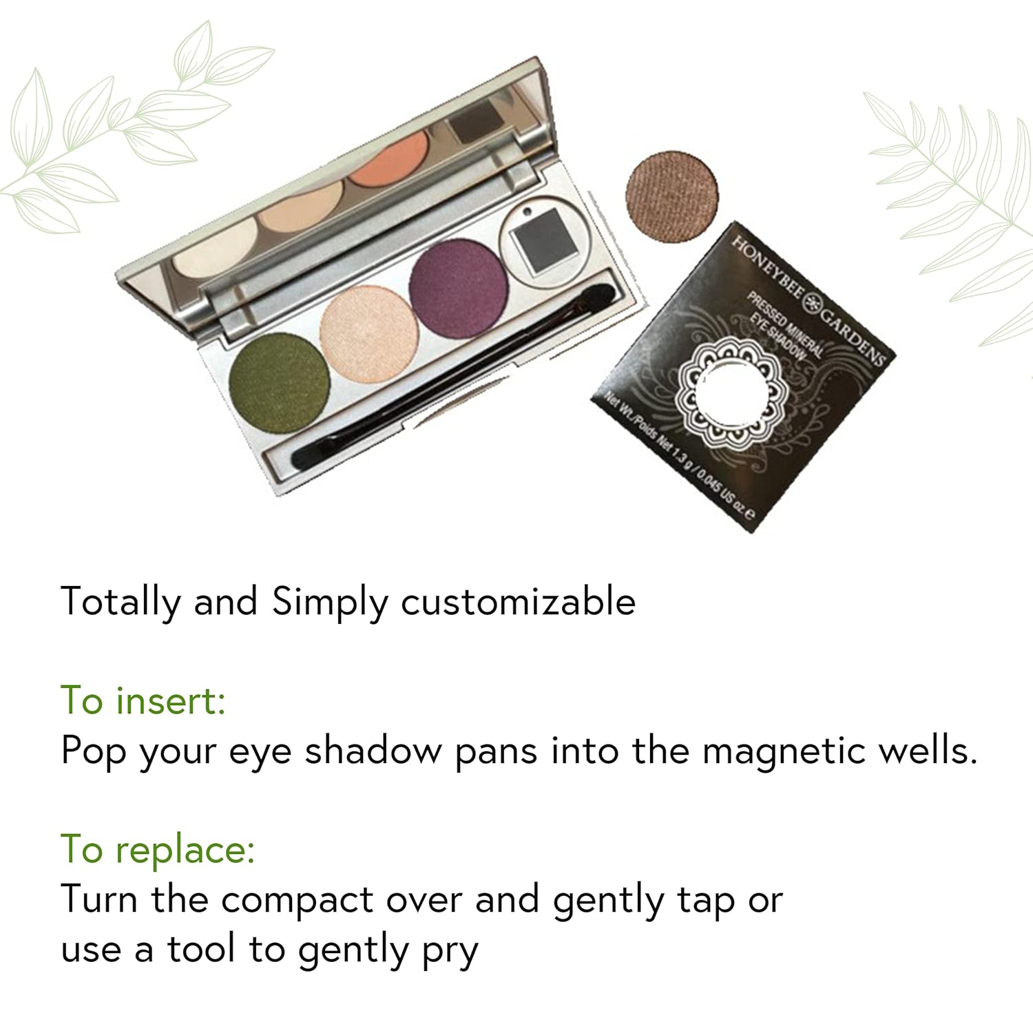 Honeybee Gardens Refillable Pressed Eye Shadow Quad Compact, Holds Up To Four Eye Shadow Colors, Fits 26mm or Smaller Pan, Customizable Travel Eye Makeup Kit - Image 4