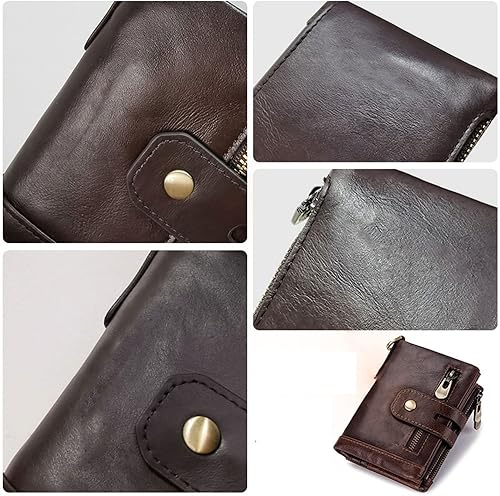 Miniatura 3 de TAUFE Men's Wallets, Cowhide Genuine Leather Men Wallet Coin Purse Mini Card Holder Chain Male Walet Pocket Chain