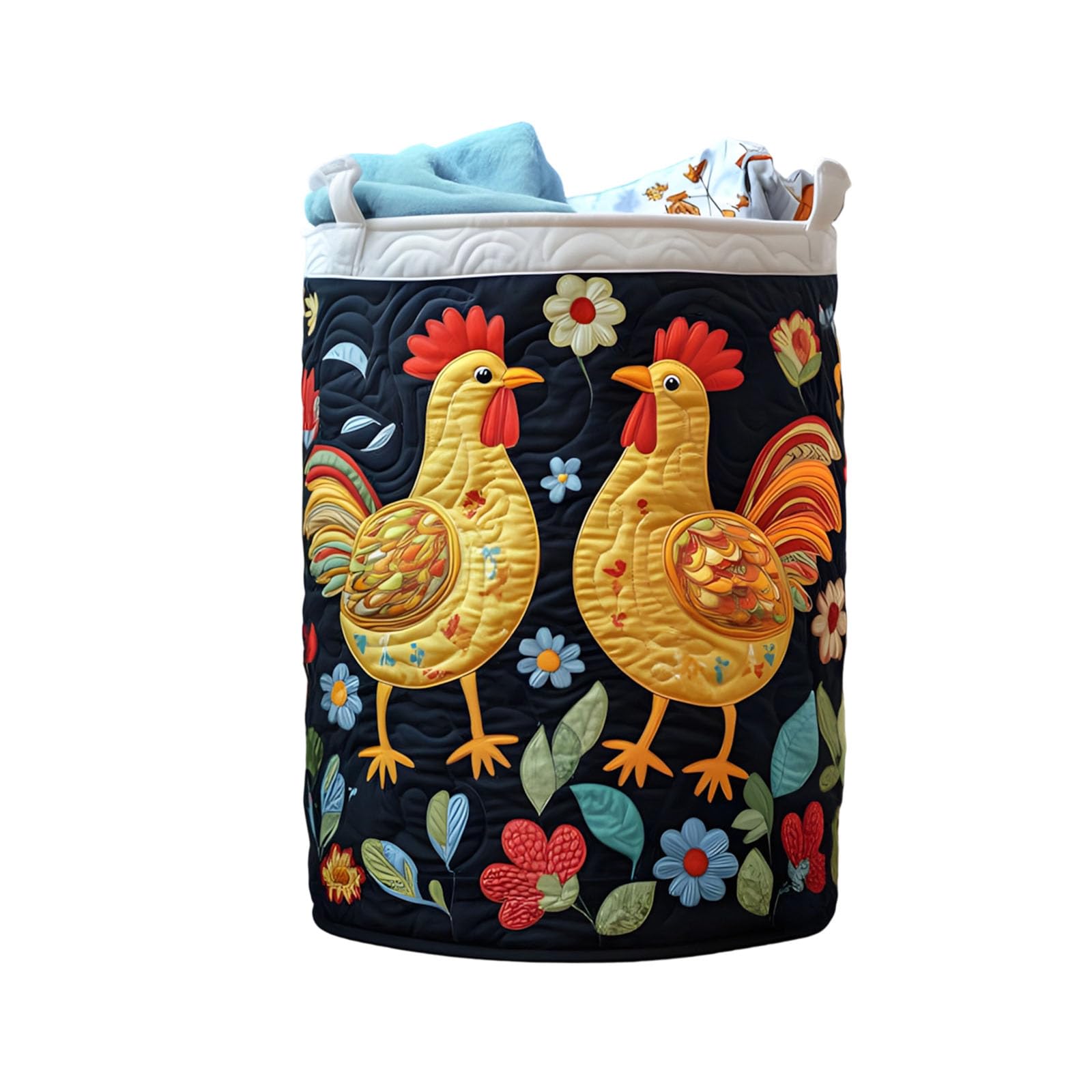 carotoe Farmhouse Rooster Laundry Basket Ideal for Dirty Clothes Storage Additionally Used As a Playroom Box or Towel Holder Farmhouse Laundry Hamper