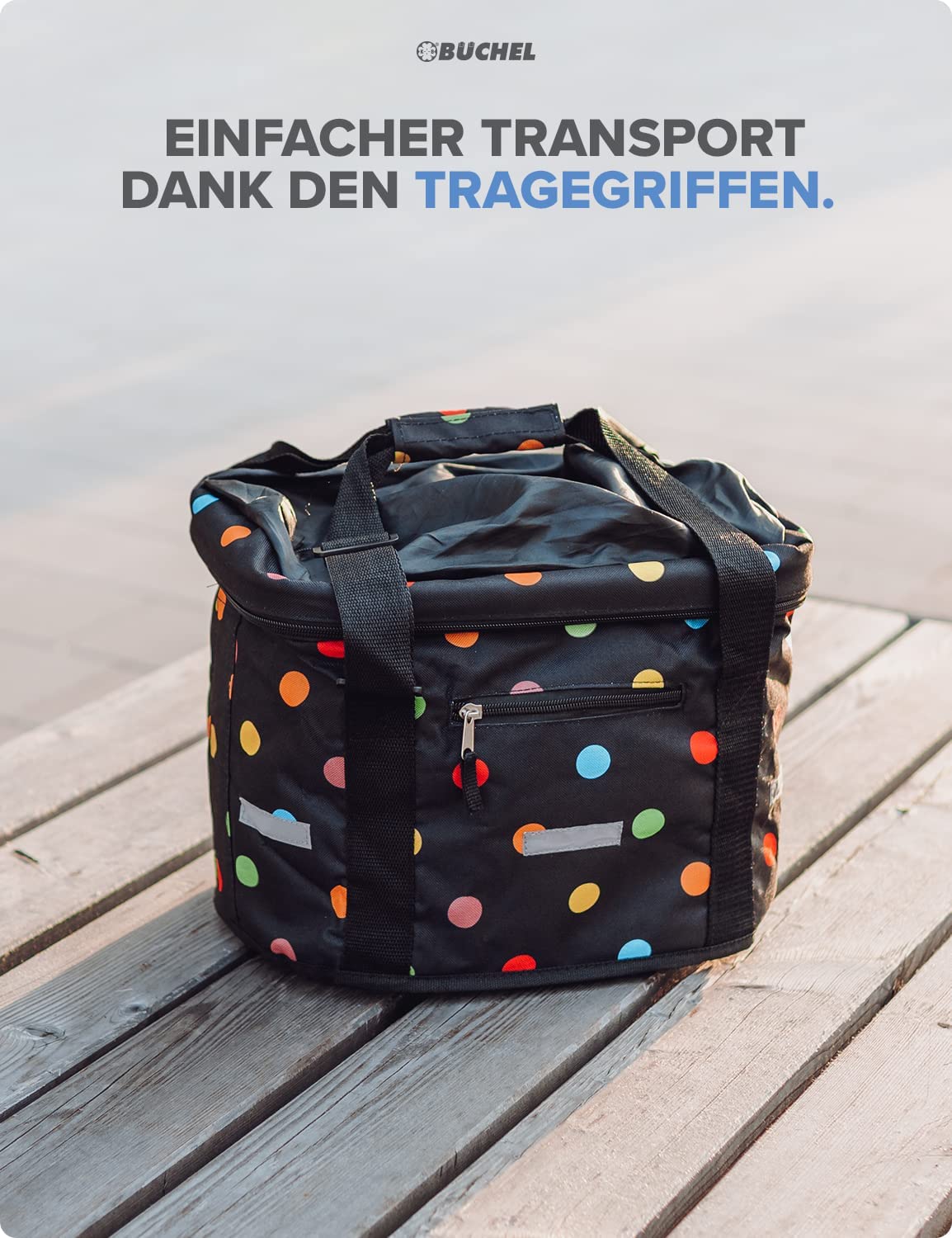 BÜCHEL Fahrradkorb vorne | Einkaufs-Tasche I Faltbar I Fahrrad Korb für vorne mit Express-Halterung für schnelles An- und Abnehmen. I fahrradkorb vorn, fahrradkörbe Fahrradtasche, Fahrrad Zubehör
