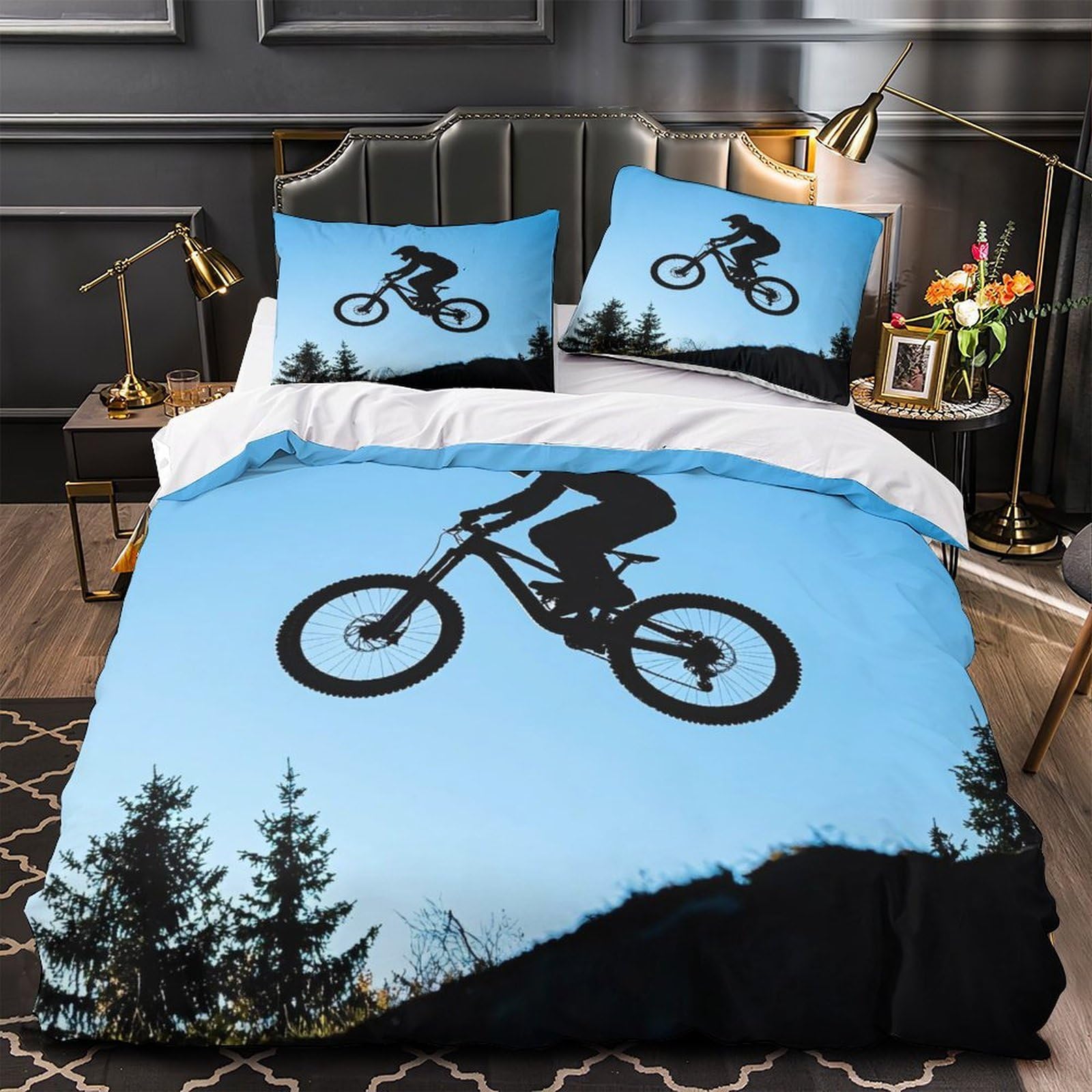 Housse de couette VTT 3D hypoallergénique légère en microfibre anti-plis