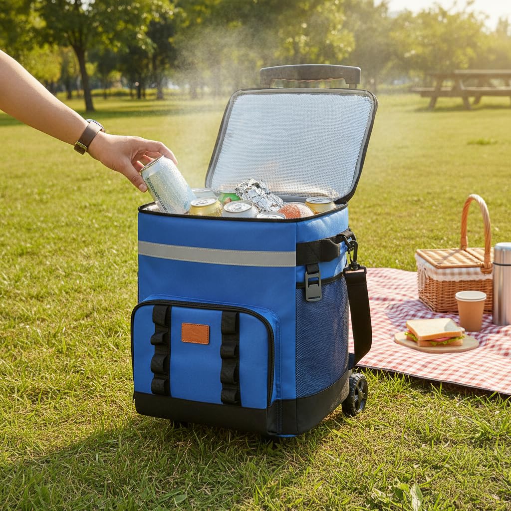 Sac Isotherme Portable roulettes | thermique efficace - composants métal & plastique - idéal activités plein air - pour camping - pour extérieur