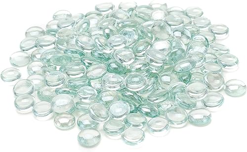 Skyflame - Cuentas de vidrio de fuego de 10 libras para chimenea y lugar para fogatas, tamaño de 1/2 pulgada, cristal de hielo reflectante