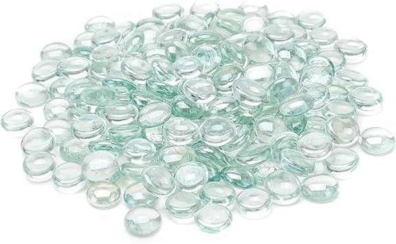 Skyflame 10-Pound Fire Glass Beads for Fire Pit Fireplace, 1/2-Inch Size Crystal Ice Reflective Decorative Blended Fireglass Drops for Landscaping