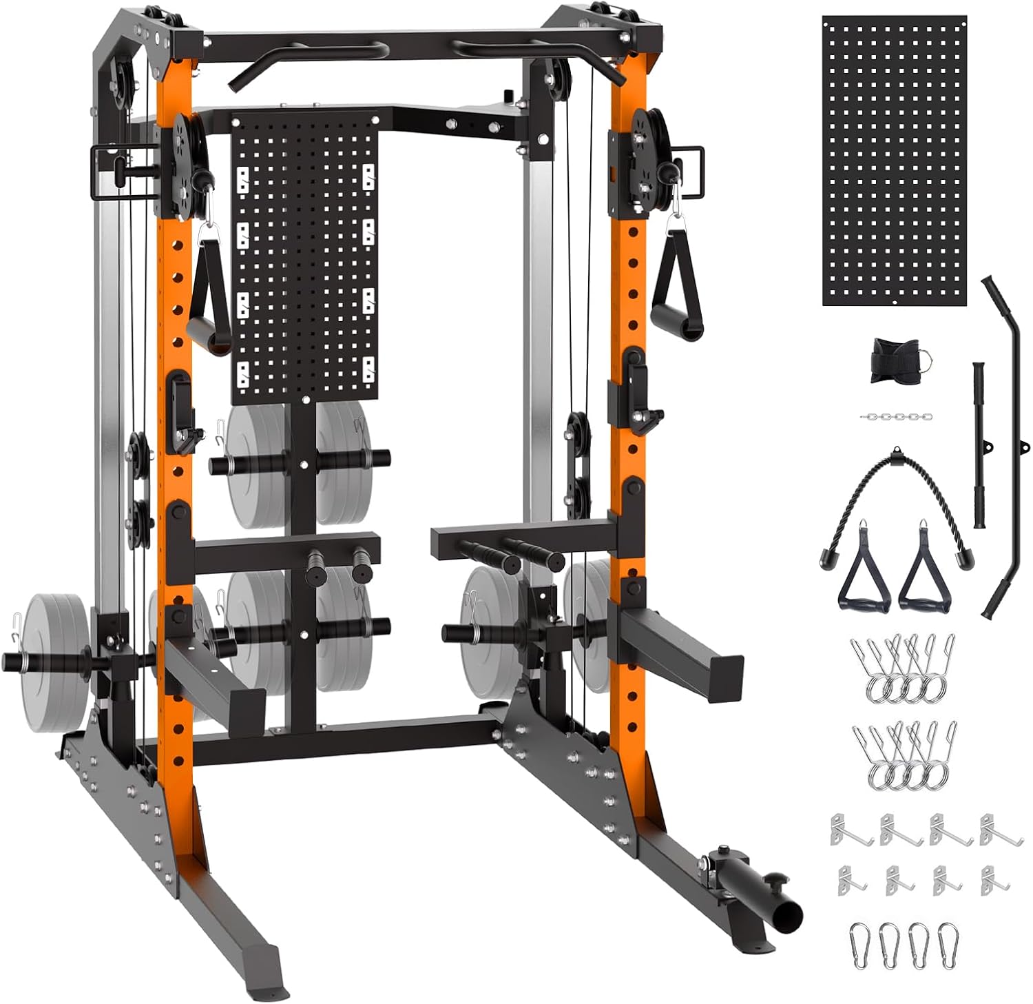 Garvee Power Cage, 2000LB Power Rack with Independent Dual Pulley System, Multi-Function Workout Cage Home Gym Workout Machine for Cable Crossover
