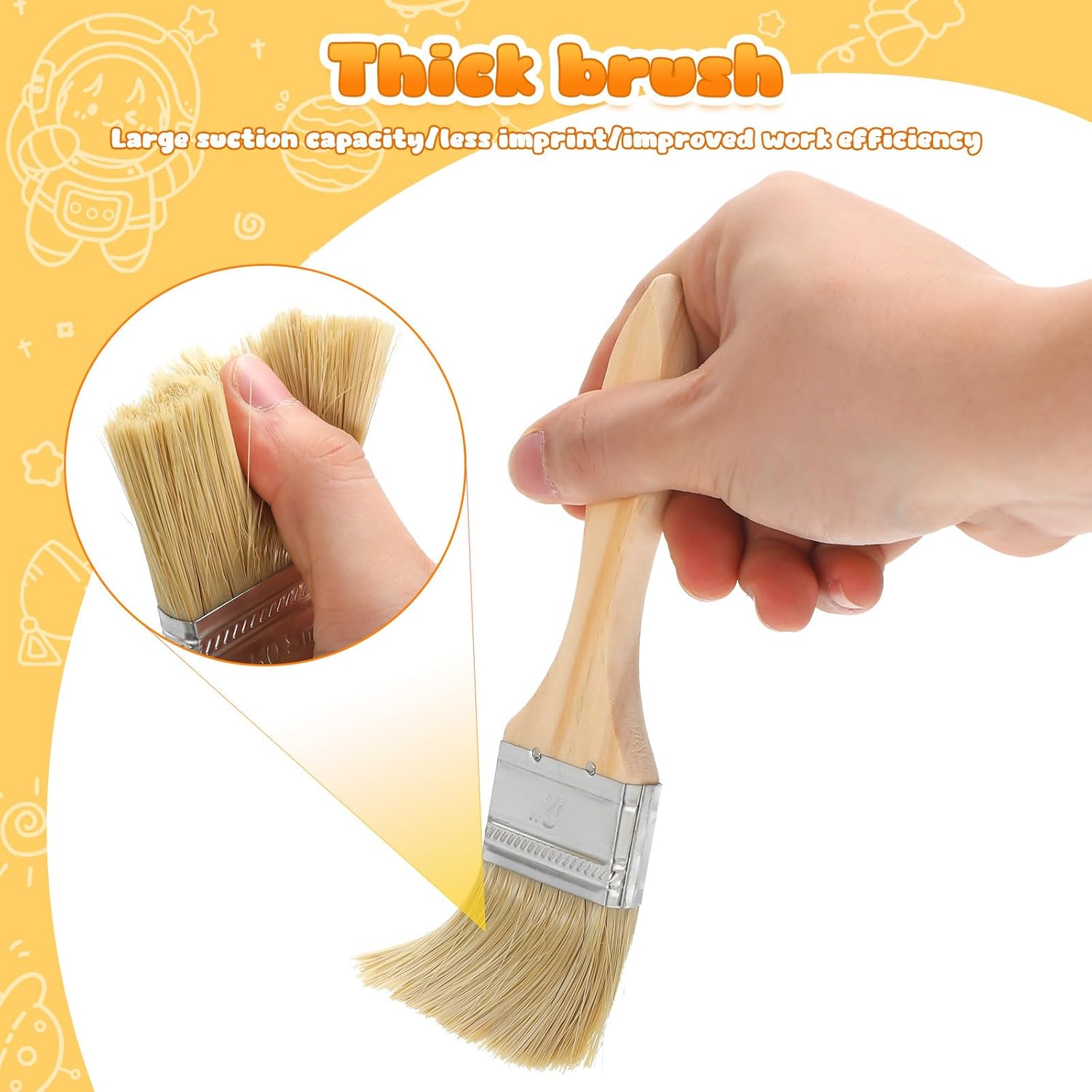 30pcs 2-inch Flat Paint Brushes with 12mm Thick Wooden Handles, Paddle Painting Brushes for Walls, Furniture, Deck Staining, and Home Improvement Oil Painting Supplies