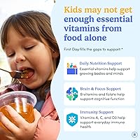 Vista 2 de First Day Gomitas multivitamínicas para niños de 4 años en adelante, fresa y naranja, vitaminas para niños, gomitas multivitamínicas A C D3 K2 B1 B2