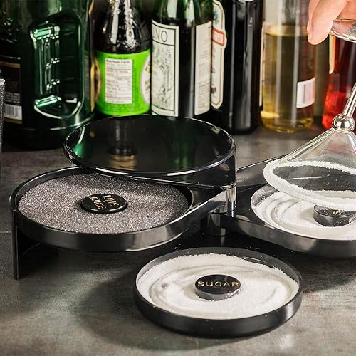 Miniatura 3 de Restaurantware Bar Lux 7.8 x 6.3 x 2.8 Inch Bar Glass Rimmer 1 With 3 Swing Out Compartments Cocktail Glass Rimmer - With Sponge For Cocktails Black