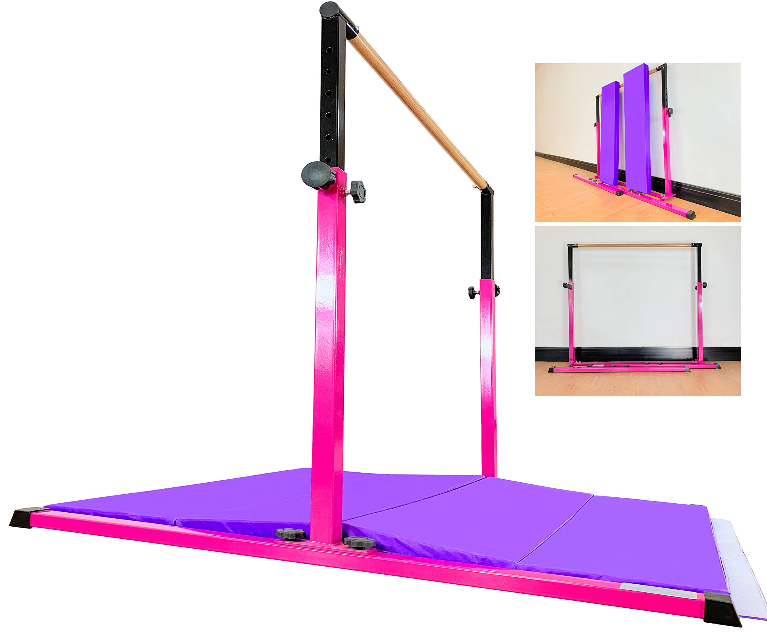 MARFULA 4FT/5FT/6FT Gymnastic Bar Set Gymnastics Horizontal Bar Gymnastics Kip Bar for Kids Home Use