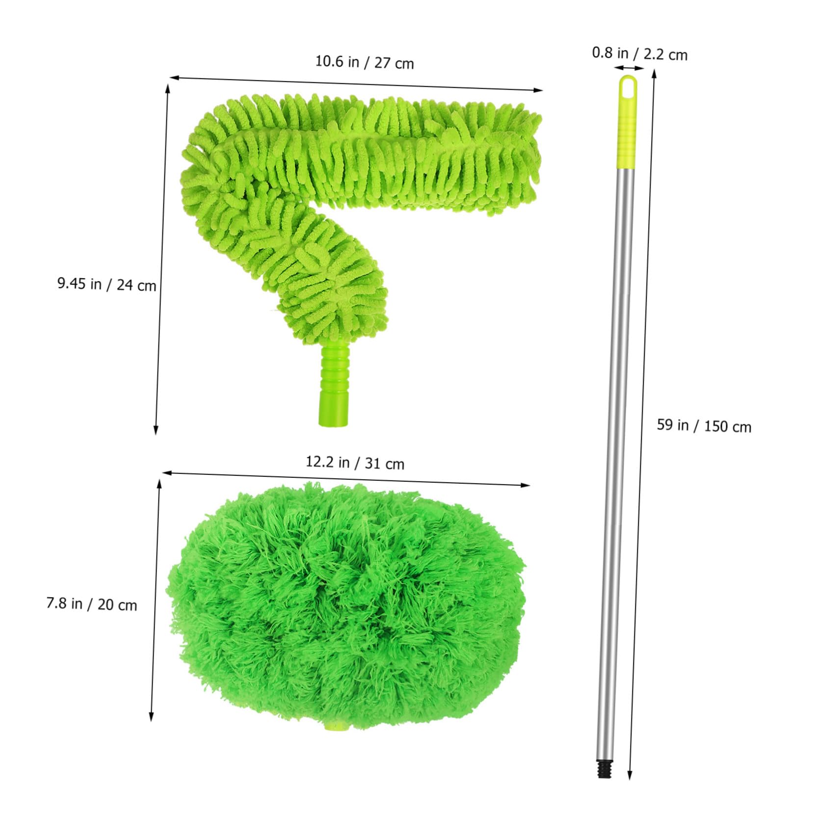 Genérico Plumero para Limpieza de Polvo Extensible para Ventilador de Techo y Cabeza Flexible Mango Largo de Aluminio en Muebles y Techos Altos