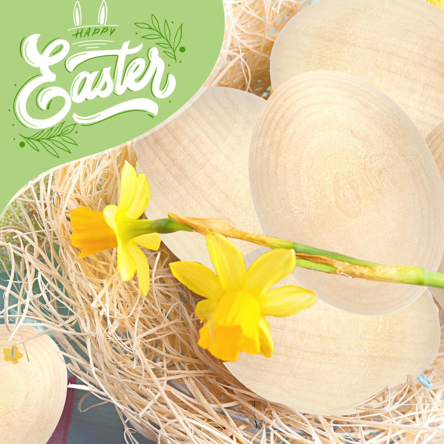 12 PCS Wooden Eggs to Paint Fake Easter Eggs Unpainted Faux Wooden Eggs for Crafts, Easter Decorations, Get Hens to Lay Eggs