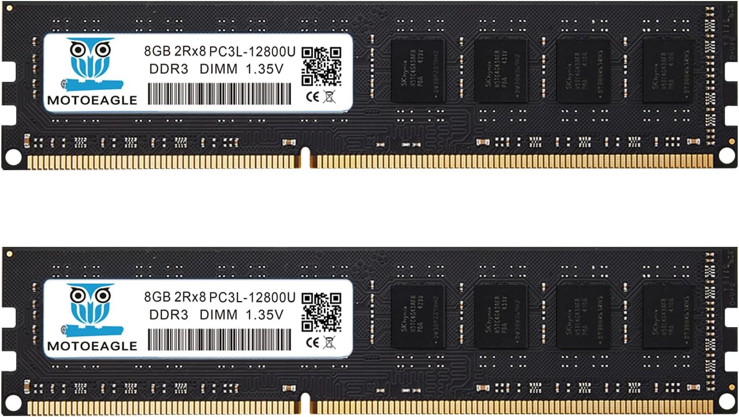 16GB KIT (2x8GB) DDR3L 1600MHz PC3L-12800U-11 Non ECC Unbuffered 1.35V 2Rx8 Dual Rank 240 Pin UDIMM Desktop Memory RAM Module Upgrade