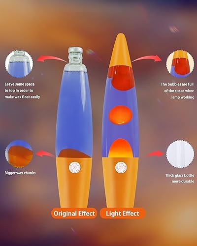 Miniatura 5 de Lámpara de movimiento líquido de 16 pulgadas para adultos y niños, lámpara de movimiento con cera naranja en agua morada para decoración del hogar,