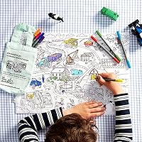 Vista 13 de eatsleepdoodle Mantel individual de frutas y verduras en su propia bolsa de algodón para colorear, cuenta con un divertido mantel individual