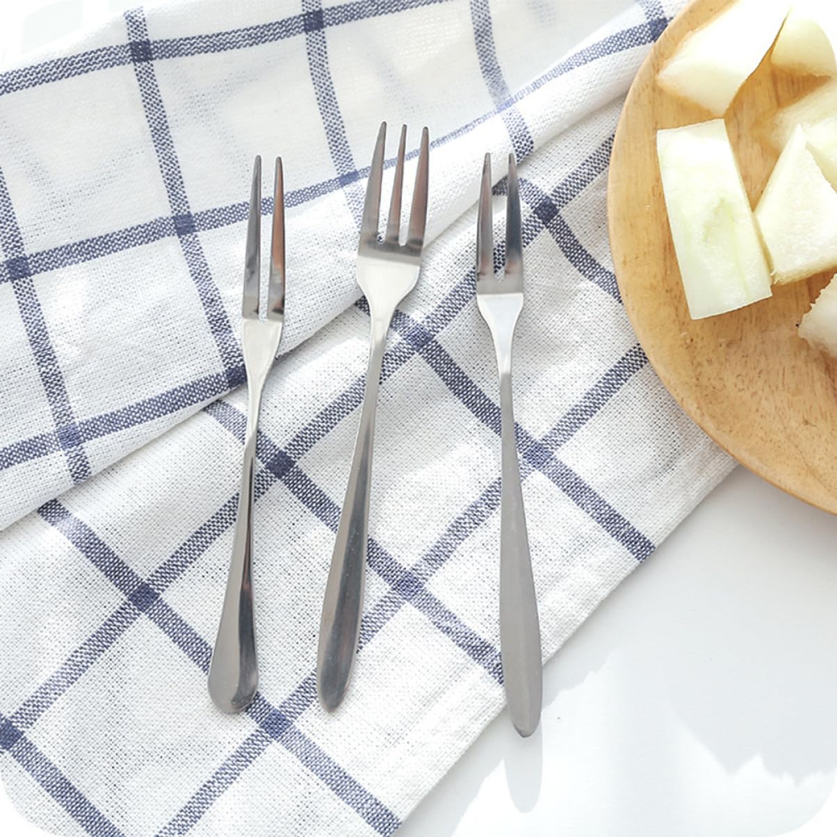 12 pezzi Forchette da Frutta in Acciaio lungo Forchettine Dessert e Beefsteak Riutilizzabili Leggere e Resistenti per Uso Quotidiano e Picnic