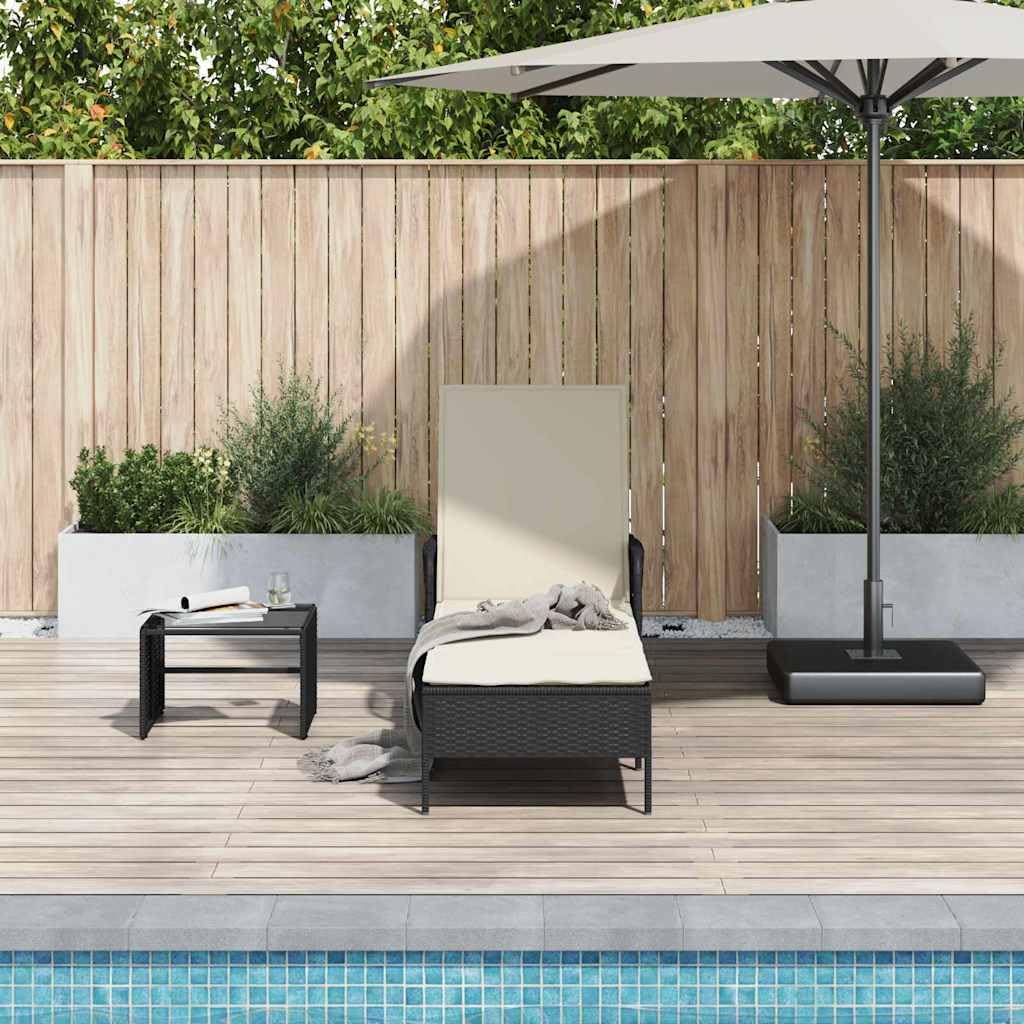 Tumbona de jardín (55 x 200 x 92 cm, polirotino, chaise longue de jardín, respaldo ajustable, baño de sol, muebles para playa, terraza, balcón
