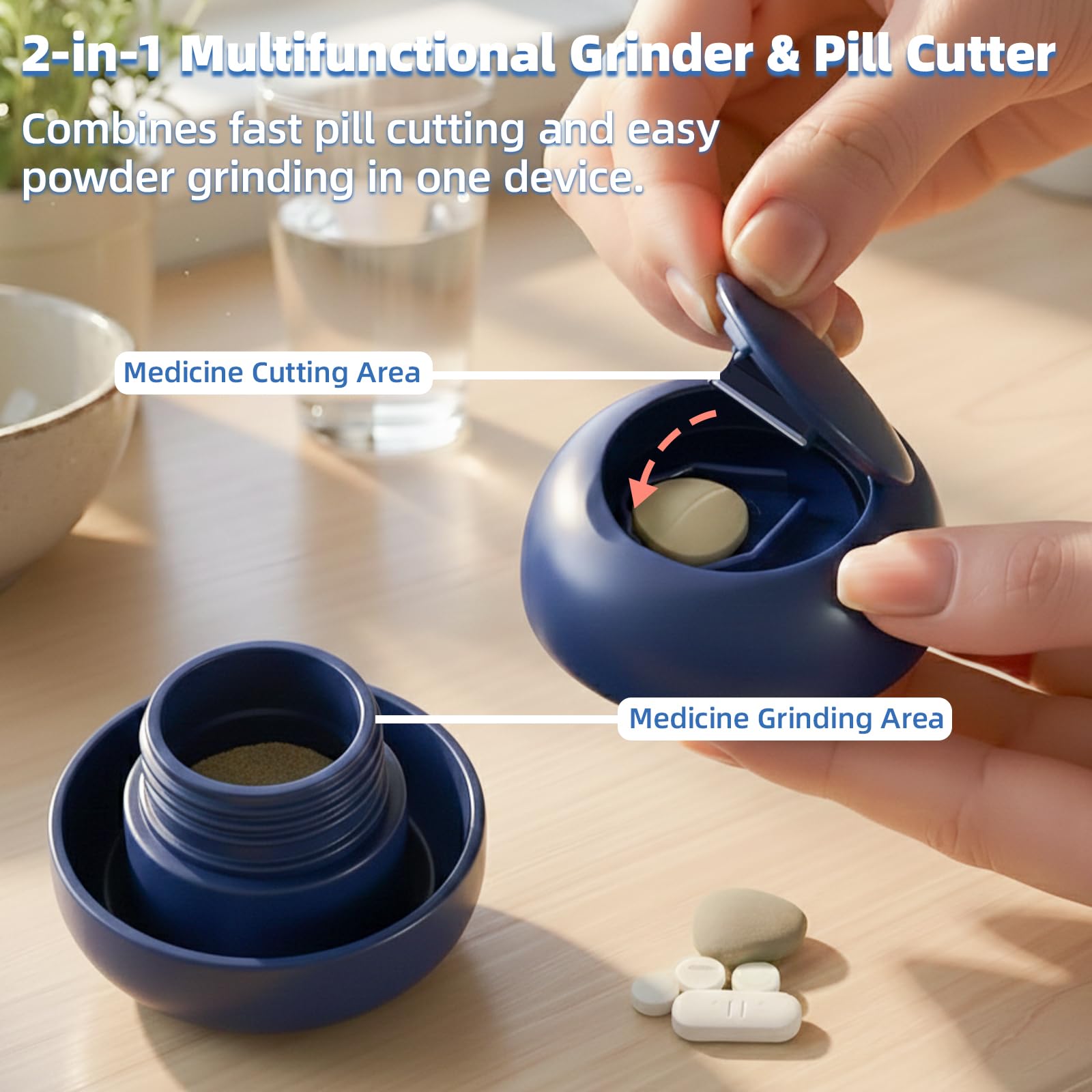 2-in-1 Pill Cutter and Crusher, Mini Tablet Splitter for Travel and Pets — Amazon image 2